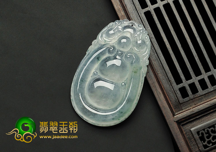 冰种略飘花缅甸翡翠A货福禄寿挂件