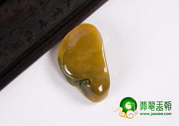 糯冰种褐黄翡缅甸翡翠A货鬼头挂件