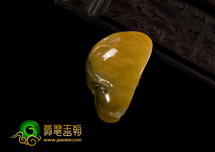 糯冰种褐黄翡缅甸翡翠A货鬼头挂件
