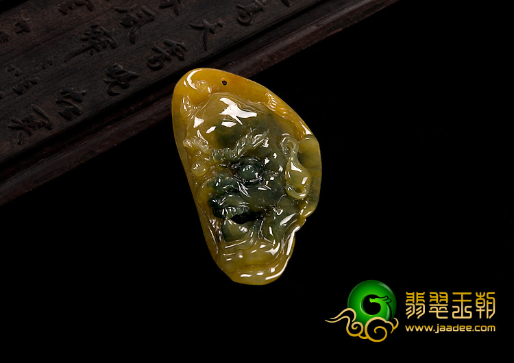 糯冰种褐黄翡缅甸翡翠A货鬼头挂件