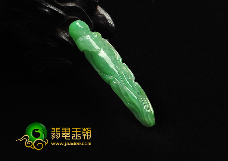 糯冰种翠色缅甸翡翠A货人生如意挂件