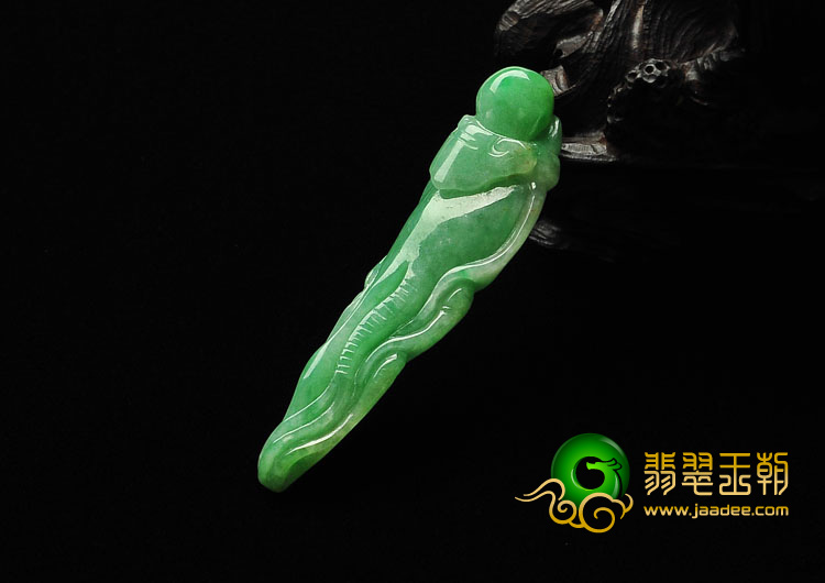糯冰种翠色缅甸翡翠A货人生如意挂件