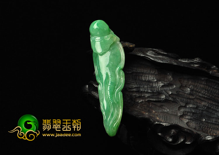 糯冰种翠色缅甸翡翠A货人生如意挂件