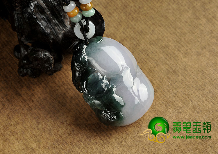 冰种紫罗兰油青缅甸翡翠A货喜上眉梢挂件