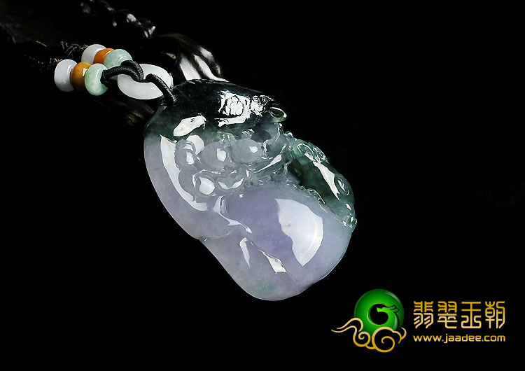 冰种紫罗兰油青缅甸翡翠A货喜上眉梢挂件