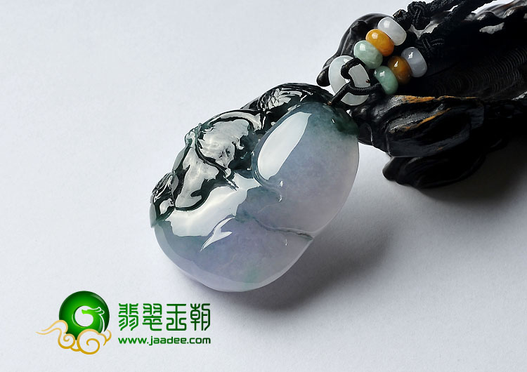 冰种紫罗兰油青缅甸翡翠A货喜上眉梢挂件