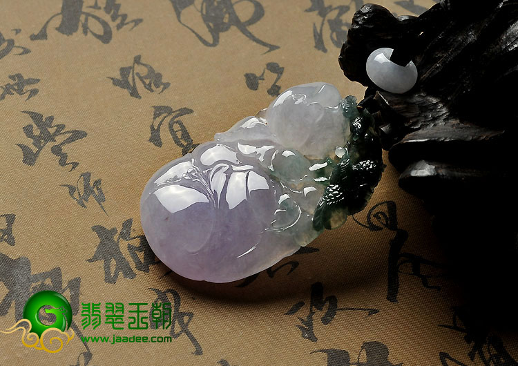 冰种紫罗兰油青缅甸翡翠A货喜上眉梢挂件