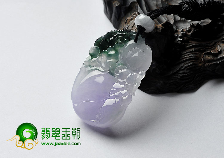 冰种紫罗兰油青缅甸翡翠A货喜上眉梢挂件