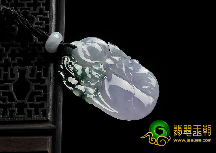 冰种紫罗兰油青缅甸翡翠A货喜上眉梢挂件
