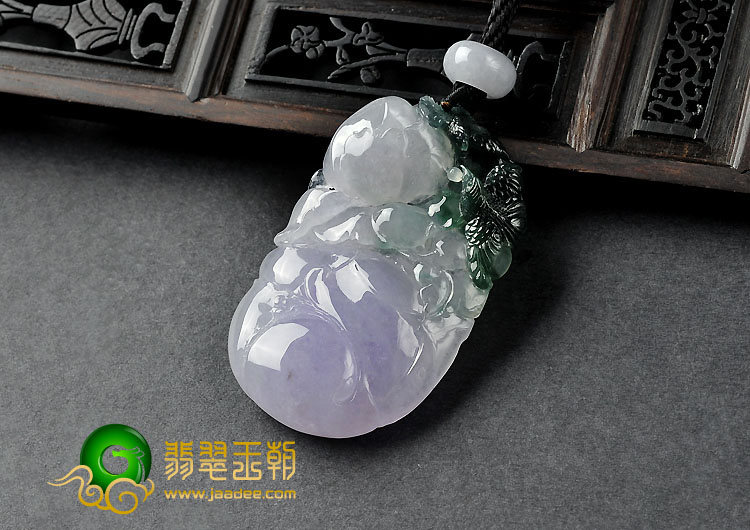 冰种紫罗兰油青缅甸翡翠A货喜上眉梢挂件