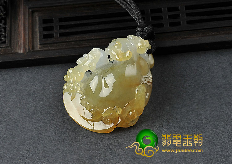 冰种黄翡缅甸翡翠A货福禄寿挂件