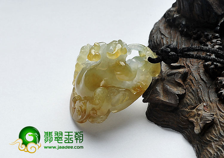 冰种黄翡缅甸翡翠A货福禄寿挂件
