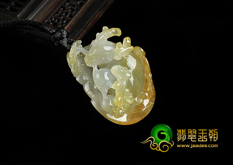 冰种黄翡缅甸翡翠A货福禄寿挂件
