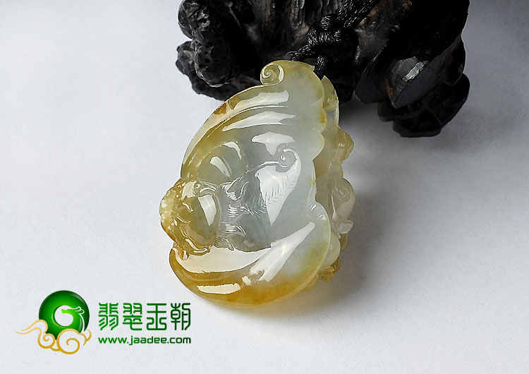 冰种黄翡缅甸翡翠A货福禄寿挂件