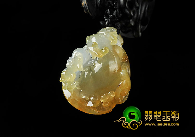冰种黄翡缅甸翡翠A货福禄寿挂件