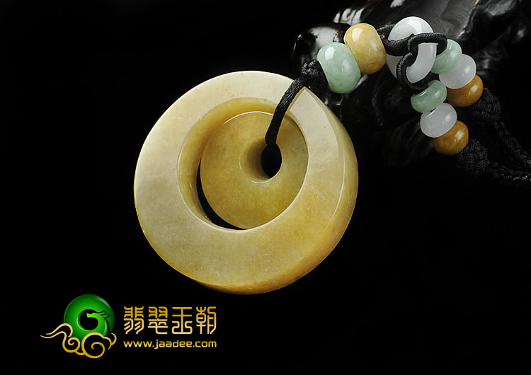 糯冰种黄翡缅甸翡翠A货时来运转挂件