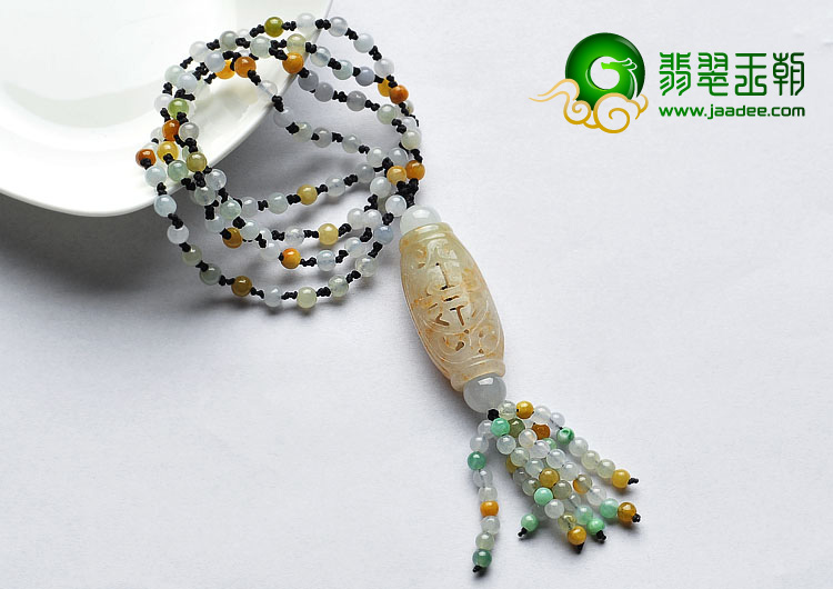 糯冰种黄翡缅甸翡翠A货福柱挂件