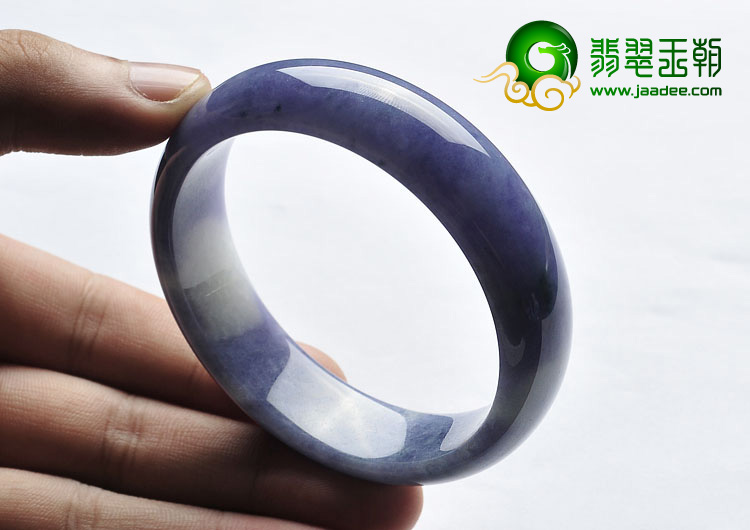 糯冰种紫罗兰略飘花缅甸翡翠A货手镯（57.3mm）