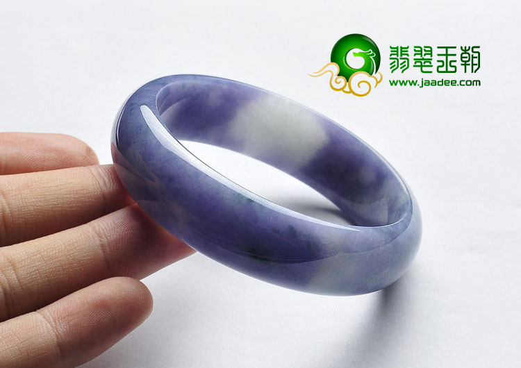 糯冰种紫罗兰略飘花缅甸翡翠A货手镯（57.3mm）