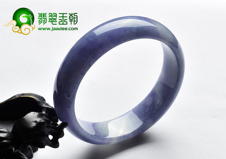 糯冰种紫罗兰略飘花缅甸翡翠A货手镯（57.3mm）