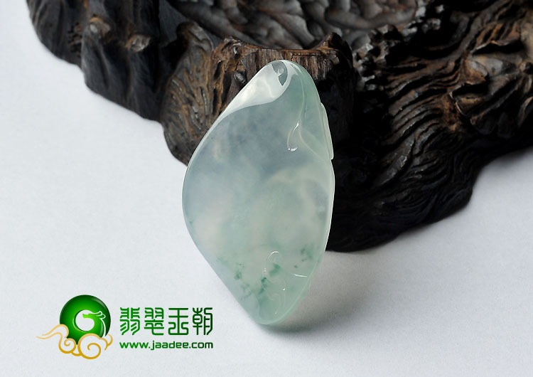 冰种略飘花缅甸翡翠A货福从天降挂件