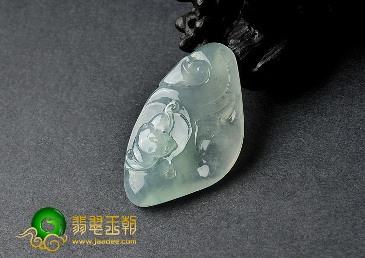 冰种略飘花缅甸翡翠A货福从天降挂件