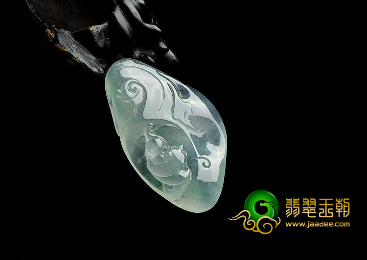 冰种略飘花缅甸翡翠A货福从天降挂件