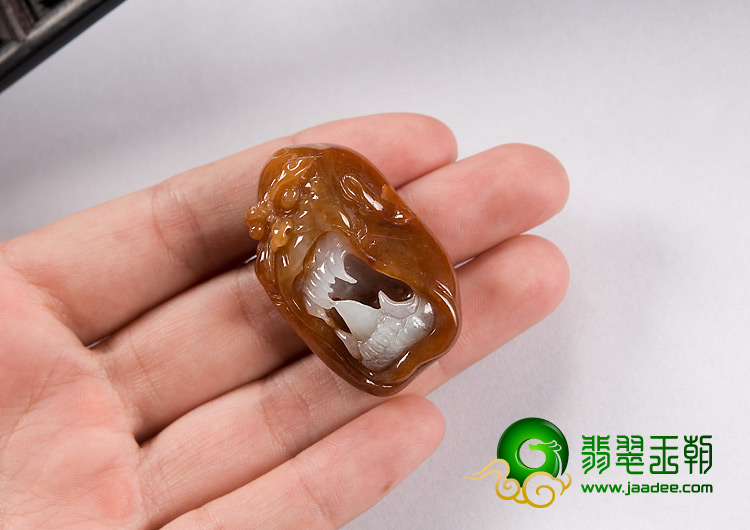 糯冰种褐红翡缅甸翡翠A货辟邪挂件