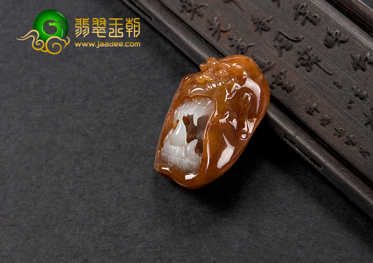 糯冰种褐红翡缅甸翡翠A货辟邪挂件