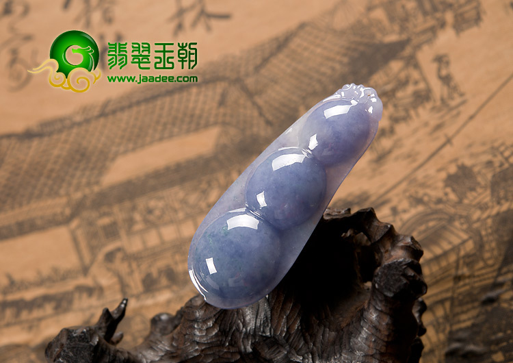 糯冰种紫罗兰略飘花缅甸翡翠A货四季豆挂件