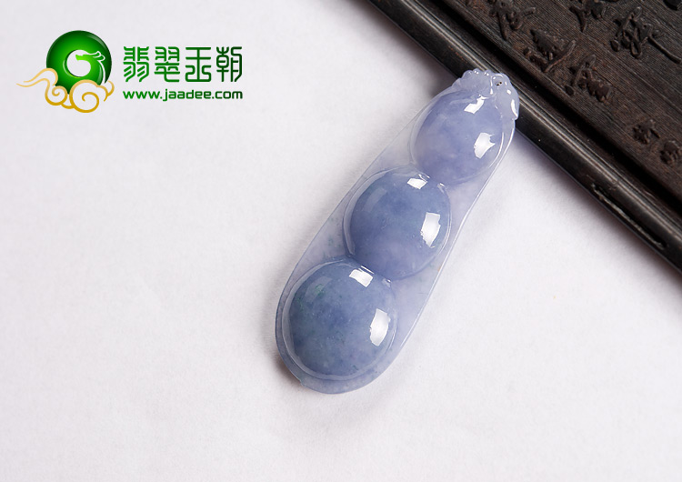 糯冰种紫罗兰略飘花缅甸翡翠A货四季豆挂件