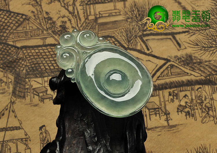冰种晴水缅甸翡翠A货福在眼前挂件