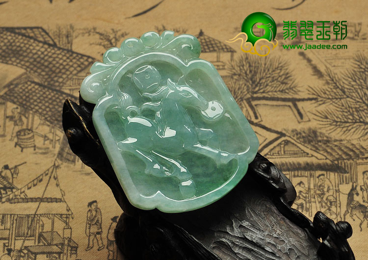 糯冰种晴水缅甸翡翠A货马牌挂件