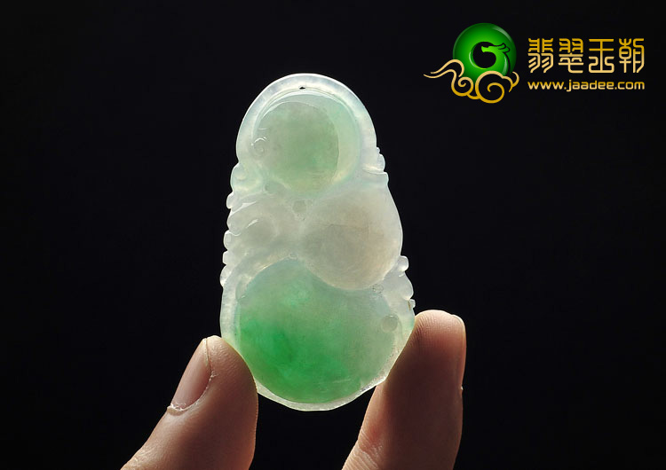 糯冰种飘翠缅甸翡翠A货福禄寿挂件