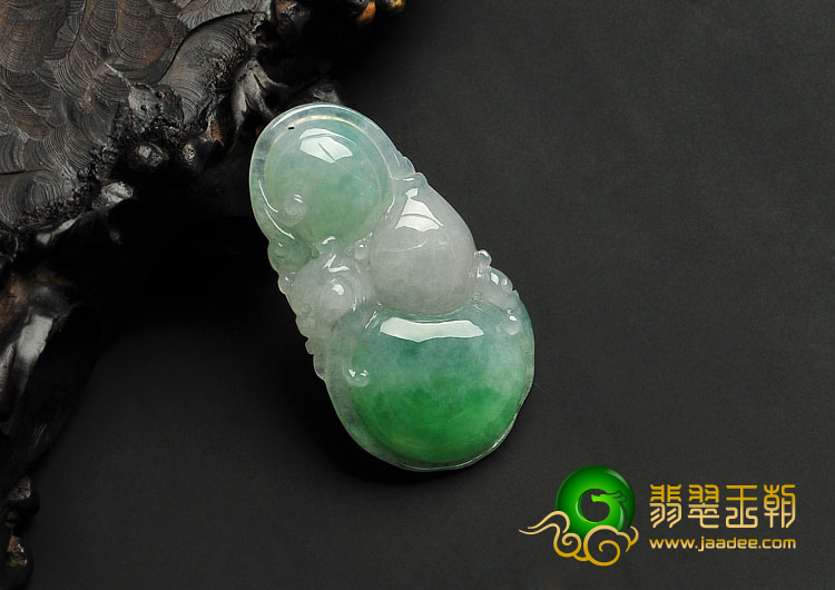 糯冰种飘翠缅甸翡翠A货福禄寿挂件