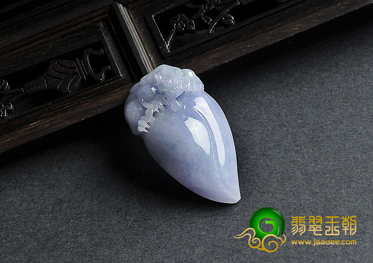 糯冰种紫罗兰略飘花缅甸翡翠A货貔貅寿桃挂件