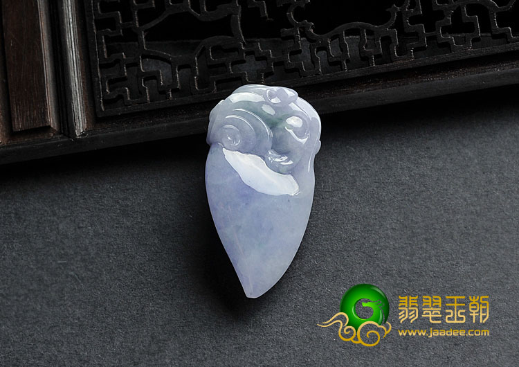 糯冰种紫罗兰略飘花缅甸翡翠A货貔貅寿桃挂件