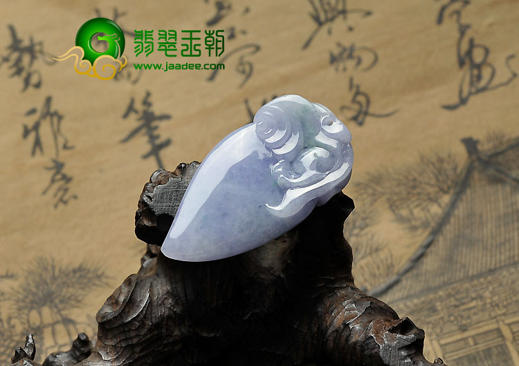 糯冰种紫罗兰略飘花缅甸翡翠A货貔貅寿桃挂件