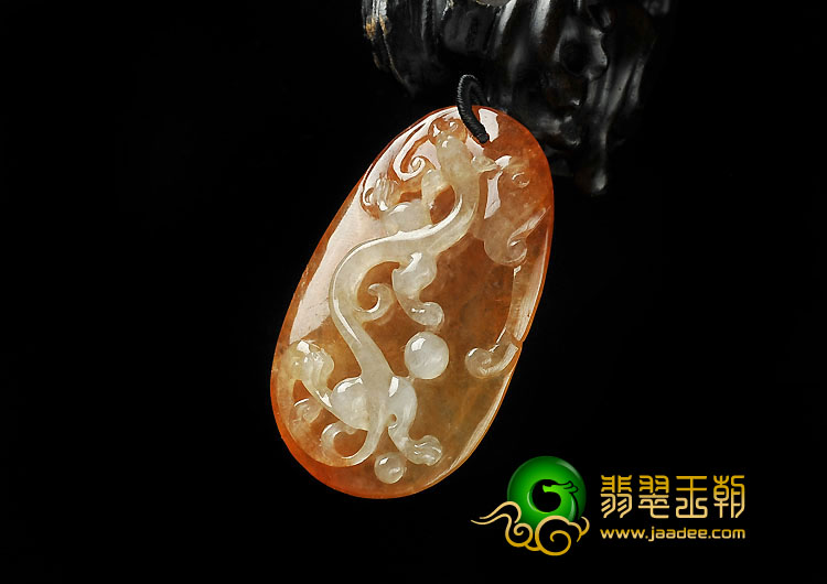冰种红黄翡缅甸翡翠A货飞龙在天挂件