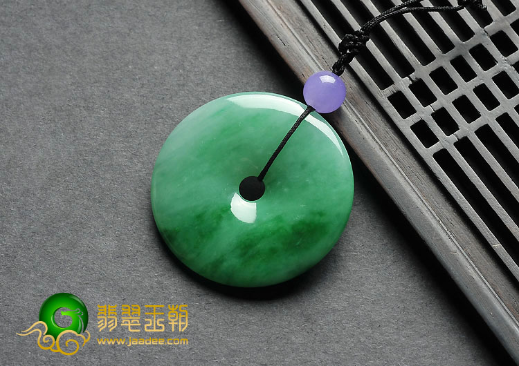 糯冰种翠色缅甸翡翠A货平安扣挂件
