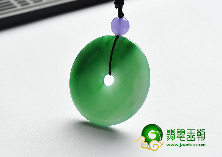 糯冰种翠色缅甸翡翠A货平安扣挂件
