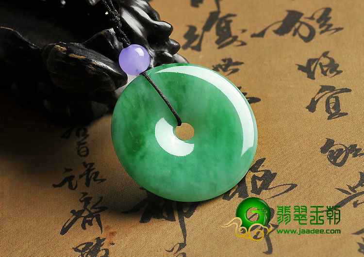 糯冰种翠色缅甸翡翠A货平安扣挂件