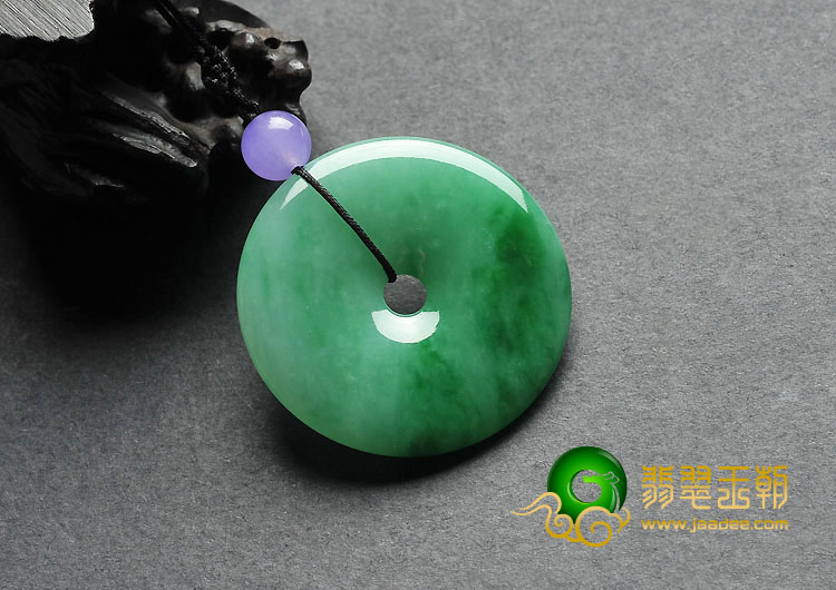 糯冰种翠色缅甸翡翠A货平安扣挂件