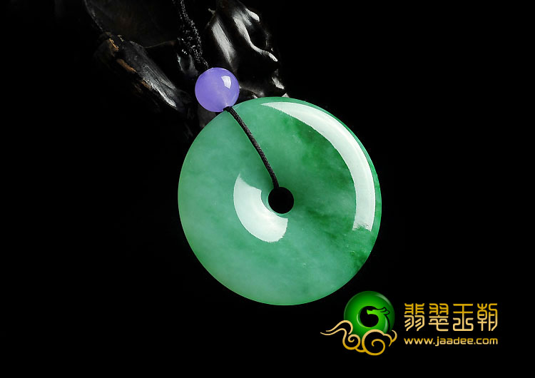 糯冰种翠色缅甸翡翠A货平安扣挂件