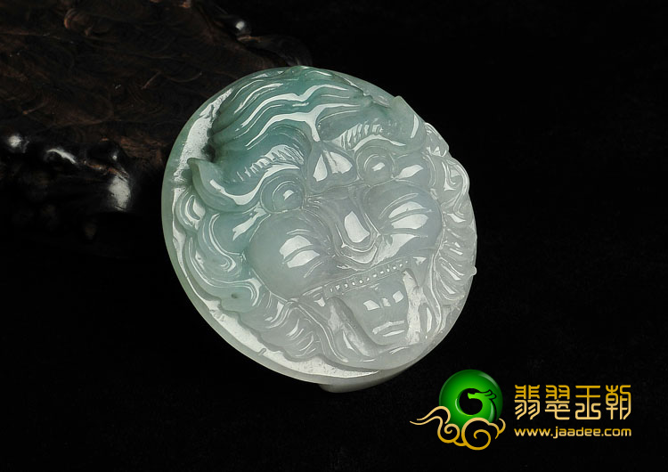 糯冰种晴水缅甸翡翠A货虎头腰牌