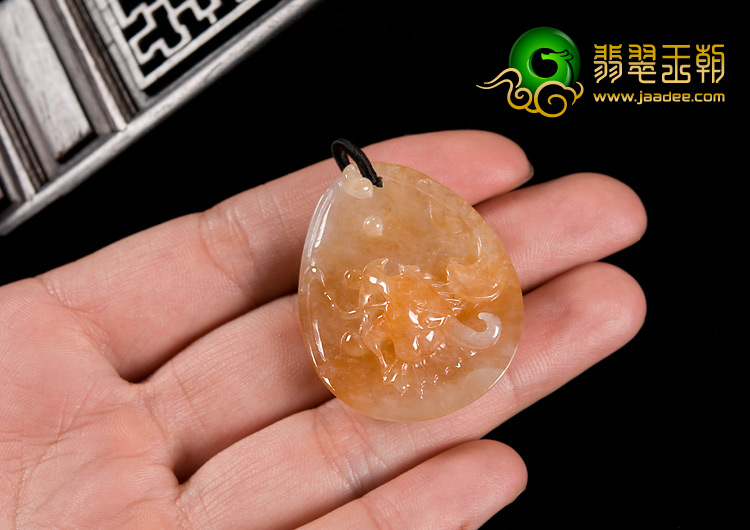糯冰种红黄翡缅甸翡翠A货龙头挂件