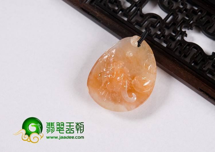 糯冰种红黄翡缅甸翡翠A货龙头挂件