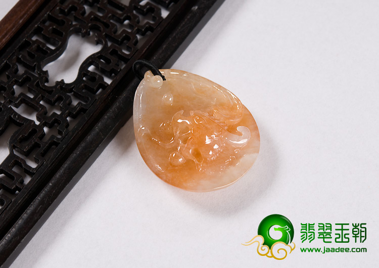 糯冰种红黄翡缅甸翡翠A货龙头挂件