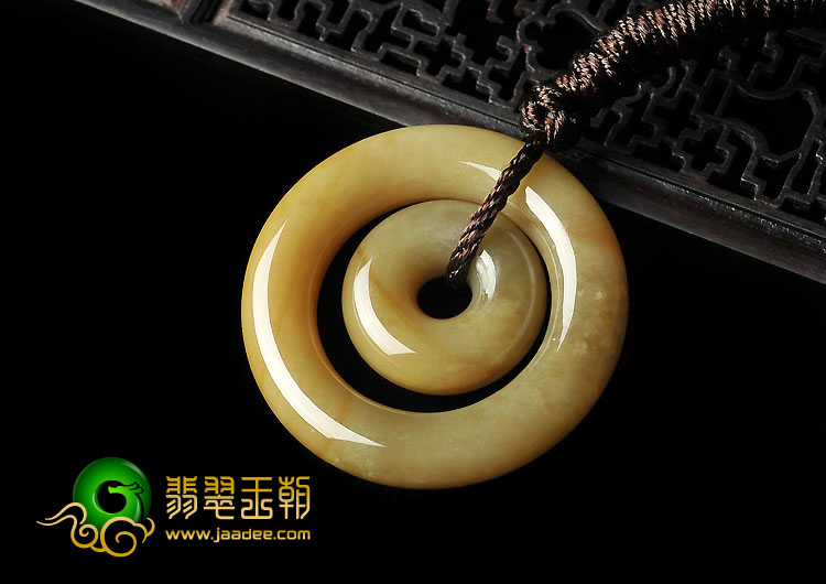 (超值推荐)糯冰种褐黄翡缅甸翡翠A货平安环挂件