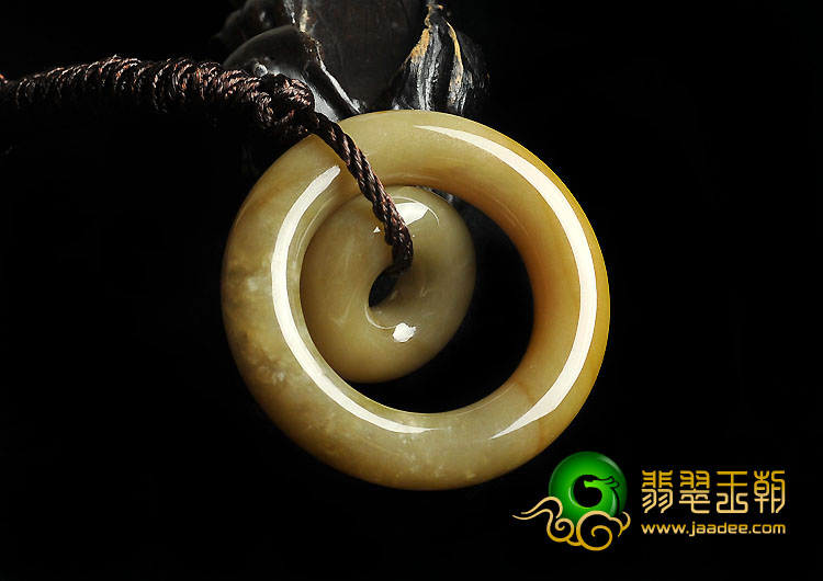 (超值推荐)糯冰种褐黄翡缅甸翡翠A货平安环挂件